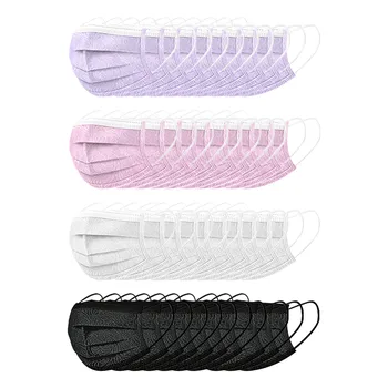 

40pcs Adult Mixed Color Masks Disposable Spunlace Cloth Mask Mascaras Breathable 3 Layer Ply Meltblown Cloth Facemask Mascarilla