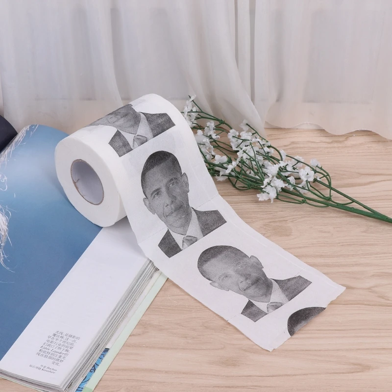 Забавная печатная туалетная бумага 1 рулон Обама Подарочная Ткань Гостиная Ванная комната