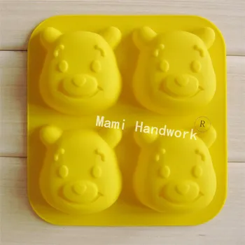 

The Cake Is Decorated with A Cute Winnie The Pooh Silicone Cake Mold, A Cartoon Bear Chocolate Chip Cookie Soap Pudding Mold