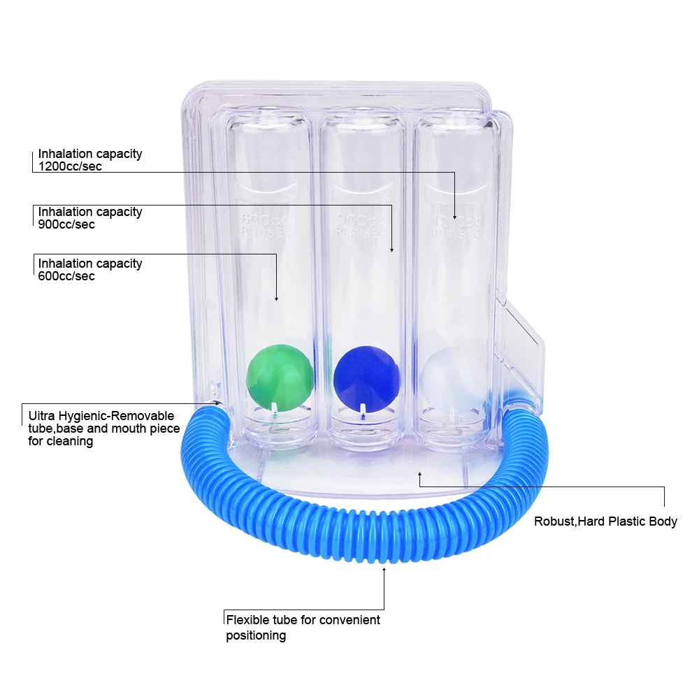 Spirometry Breathing Exerciser Three-ball Apparatus Vital Capacity Breathing Trainer For Rehabilitation Personal Health Care