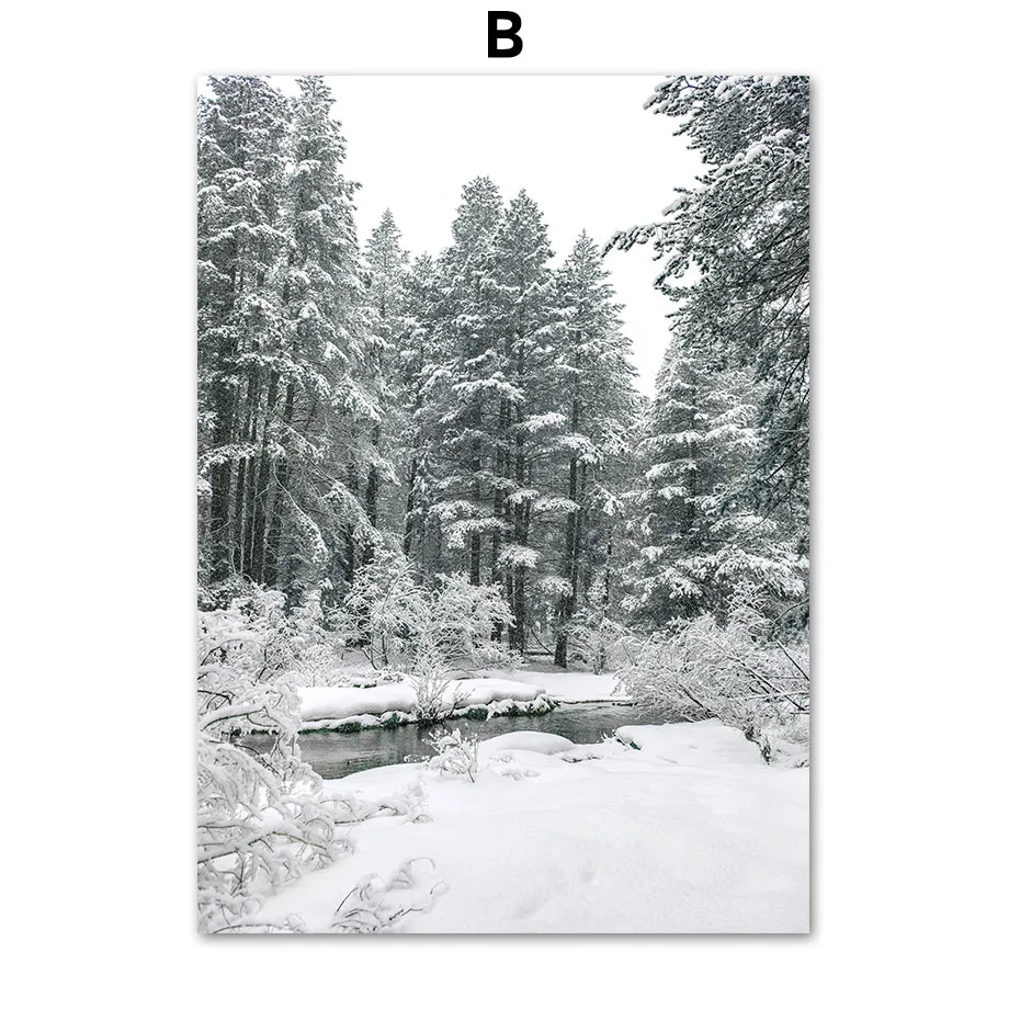 Reindeer-Cedar-Winter-Snow-Forest-House-Wall-Art-Canvas-Painting-Nordic-Posters-And-Prints-Wall-Pictures (4)