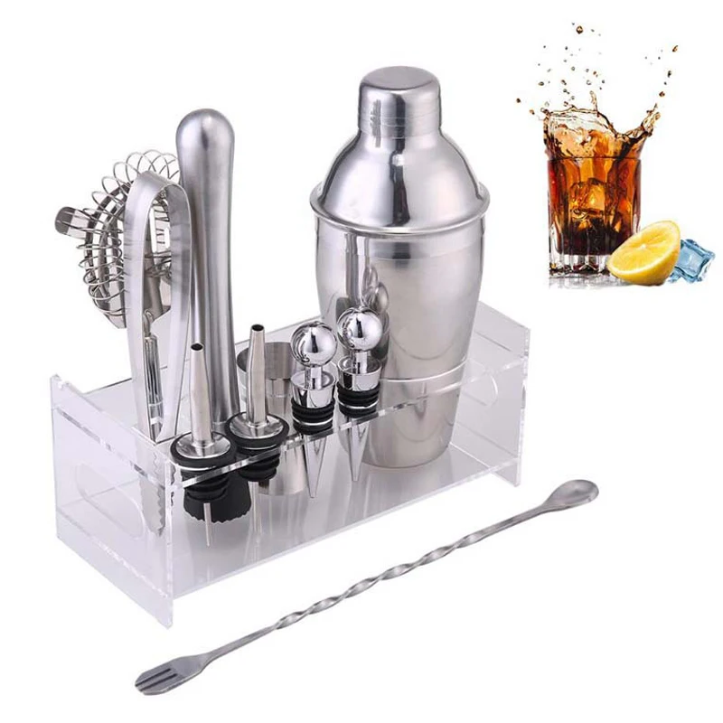 

12Pcs/Set Bar Wine Mixer Bartender Set Cocktail Hand Shaker Tool With Holder Stainless Steel Mixer Gadget Bar Sets H2