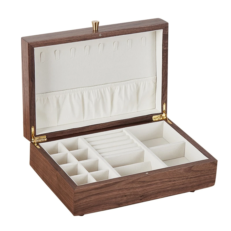 

Travel Jewelry Box Women Wooden Rectangle Packaging Necklace Rings Earrings Storage Organizer Display Gift Boxes Case