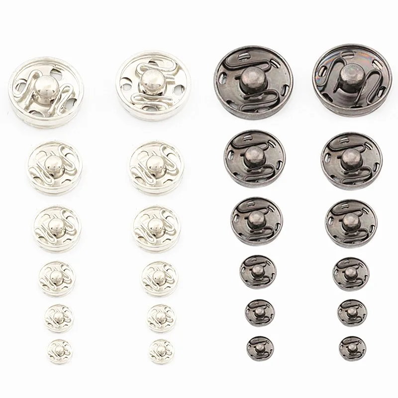 100 Set 8.5 Millimetri-21 Millimetri Piccolo Metallo Snap Fasteners Presse Pulsante Della Vite Prigioniera Bianco Nero Accessori Di Abbigliamento Cuci