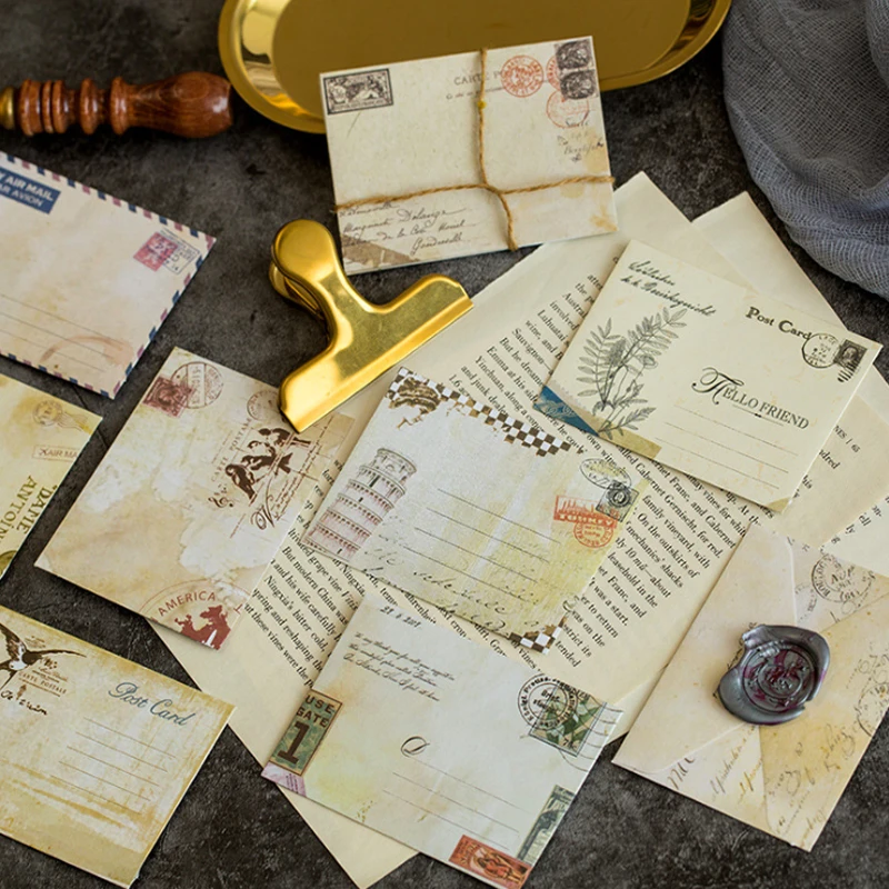 

12pcs Vintage Mini Envelope Gifts For Kid Wedding Invitation European Style For Card Scrapbooking Gift
