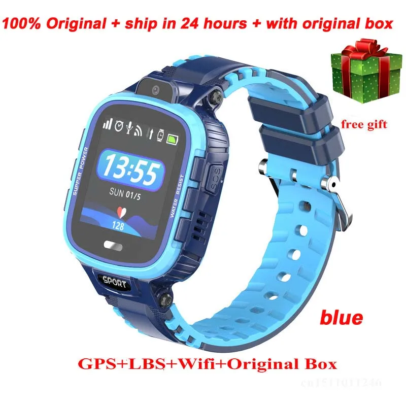 Greentiger gps wifi SOS Смарт-часы Дети IP67 Водонепроницаемый трекер камера для безопасности смарт-дети мониторинг положения часы VS Q90 Q50 - Цвет: Синий