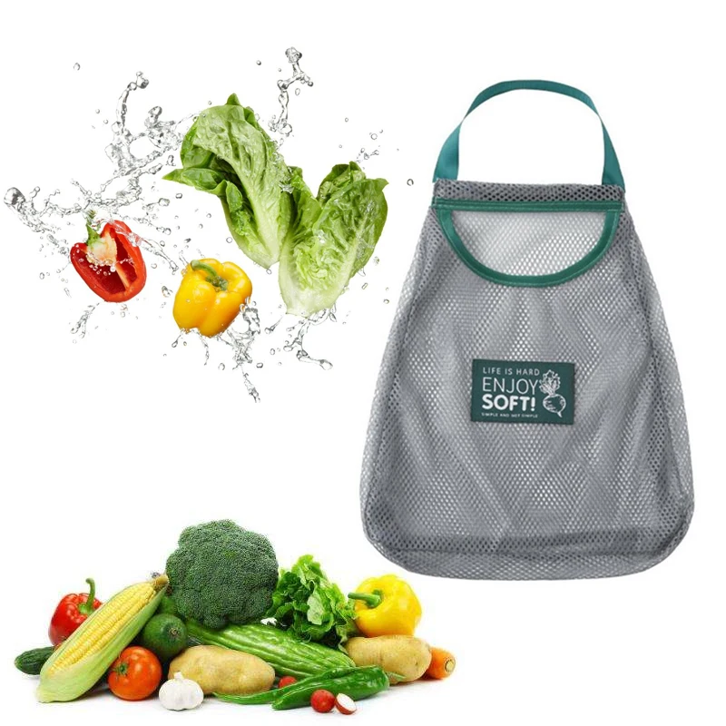 

Vegetable Storage Mesh Bag Creative Fruit Wall Hanging Bag Foldable Polyester Insect-proof Kitchen Tote Bag Supermarket Shopping