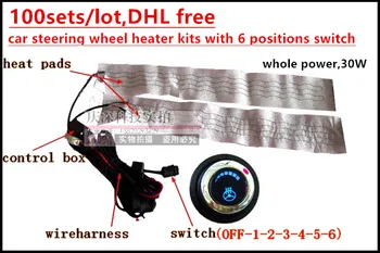 

100 sets/lot,DHL free,car steering wheel heater kits, car heat pads, car heater/with 6 positions switch