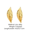 HUANZHI 2022 Retro Golden Metal Leaf Stud Earrings Geometric Irregular Plant Earring for Women Girls Party Travel Jewelry ► Photo 3/6