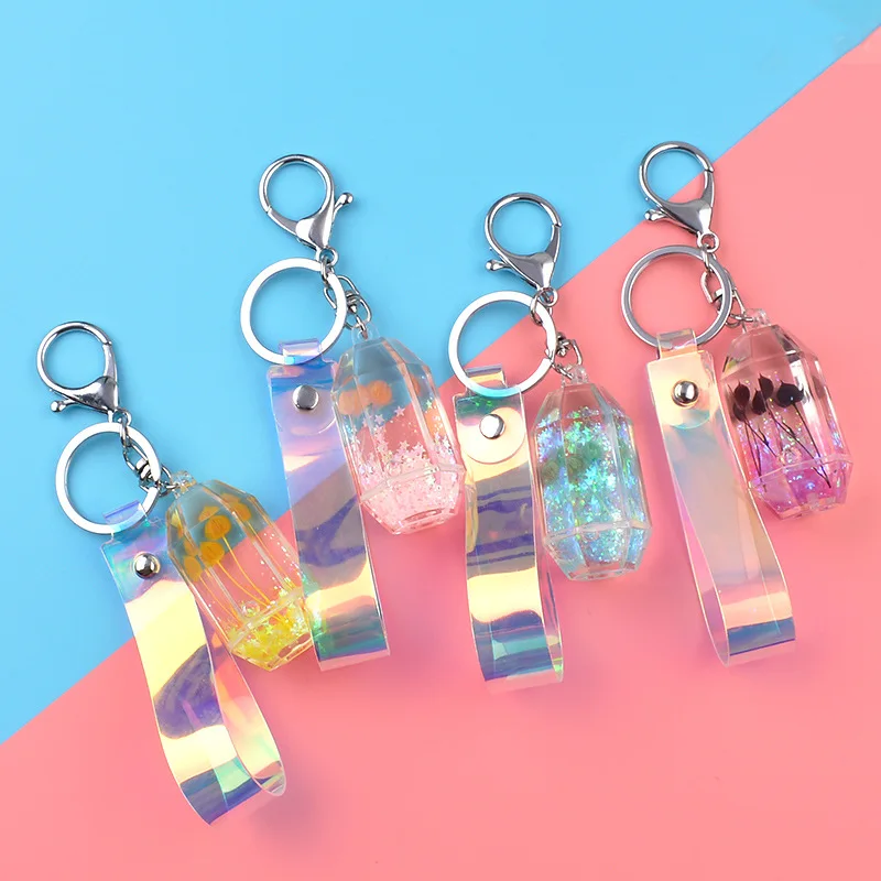 

Liquid Keyring Glitter Bottle Quicksand Keyring Acrylic Key Fob Bag Pendant Key Chains Couples Women Men Friend Keychain Gift