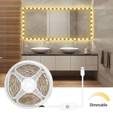 SMD2835 5V tira de luz Led USB de Sensor táctil LED regulable cinta 1M 2M 3M blanco/blanco cálido Flexible luz de la habitación TV retroiluminación