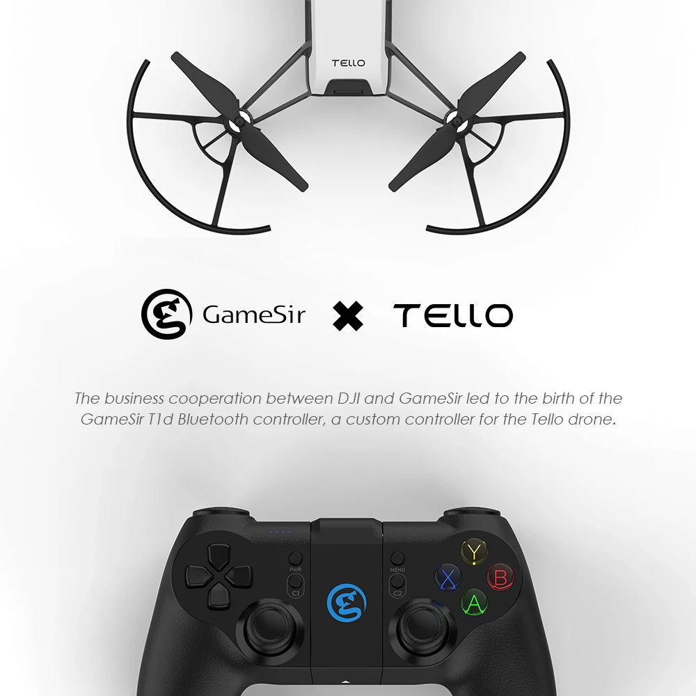 GameSir T1d Drone Bluetooth Controller for DJI Tello Drone Compatible with Apple iPhone and Android Phone