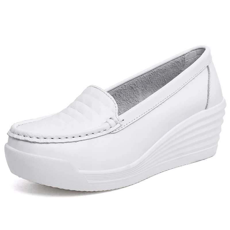White Leather Shoes Nurses | White Platform Shoe Nurse