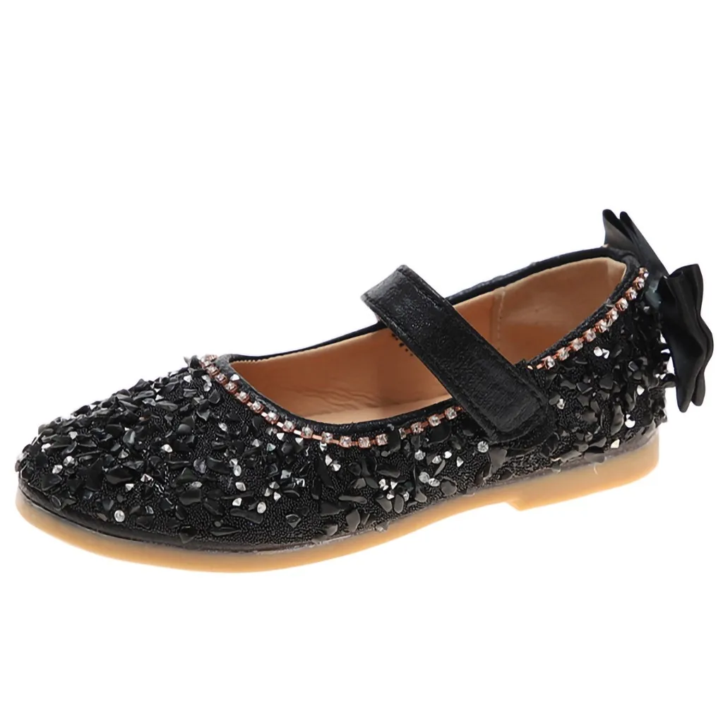 Дети младенец ребенок Кристалл для девушки Bling одиночный принцесса одиночный Повседневный Обувь на крючках и петлях Твердые бантом девочек детская обувь