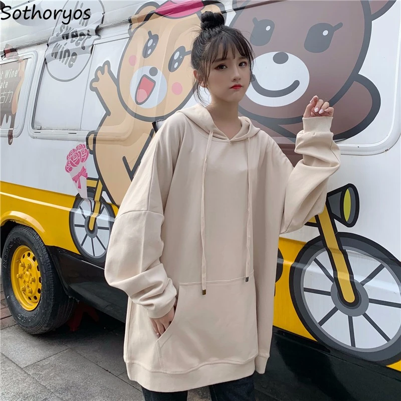 

Hoodies Women 2019 New Large Size Korean Style Loose Solid Spring Autumn Thin Streetwear Ulzzang Womens Sweatshirts Chic Casual
