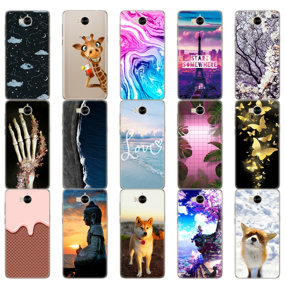 Силиконовый чехол для телефона huawei Y6 2017 / Y5 Мягкий ТПУ силиконовый etui бампер 360