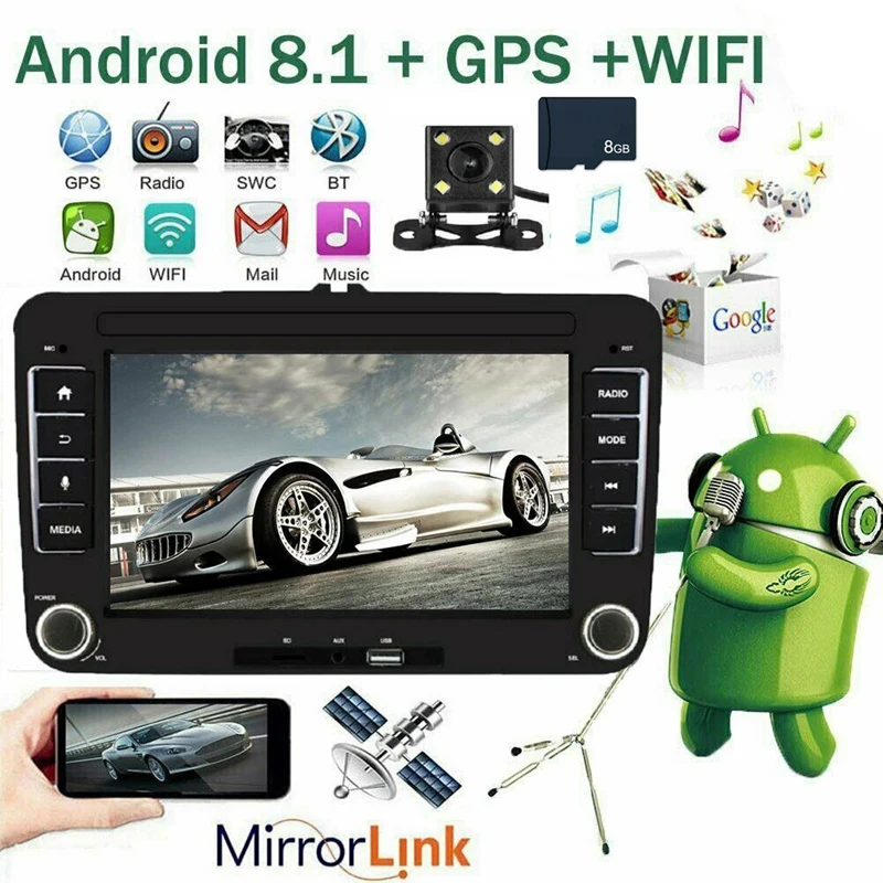 7 дюймов Автомобильный стерео радио Android 8,1 gps 2DIN Navi для VW GOLF 5V 6 Jetta PASSAT вариант PM
