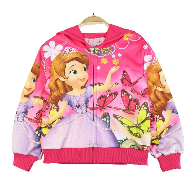Jargazol/Корейский детский свитер для девочек осень года, милые осенние толстовки с капюшоном, куртка-пальто, костюм принцессы Софии с принтом бабочки