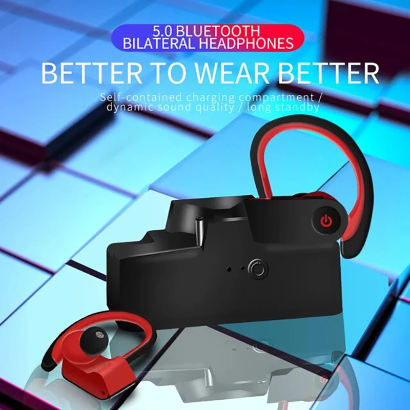 TWS 3 6 Wireless earphone Bluetooth Headset Sports Ear Hook Wireless Headphones Earbuds with charging bin volume control