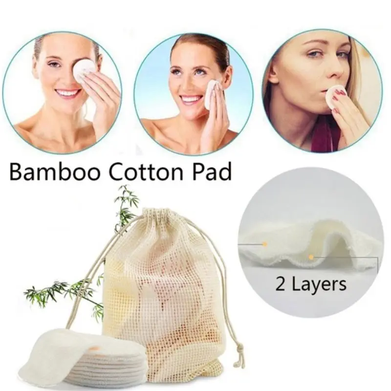 Бамбуковые волокна многоразовые подушечки для снятия макияжа моющиеся круглые очищающие салфетки для лица