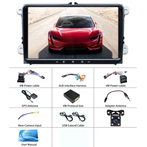 Автомагнитола Camecho 2 Din стерео Android 8,1 Автомобильный мультимедийный плеер для VW/Volkswagen/Skoda/Golf/Polo/Passat/b7/b6/SEAT/Tiguan - Цвет: With 4 LED Camera