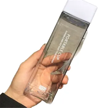 

Plastic Water Cup Creative Portable Transparent Portable Plastic Cup Personality Square Cup 480ml Practical