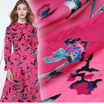 

138cm wide burnout silk fabric meter hollow cheongsam dress Chinese silk fabric 8mm rayon fabric wholesale silk cloth