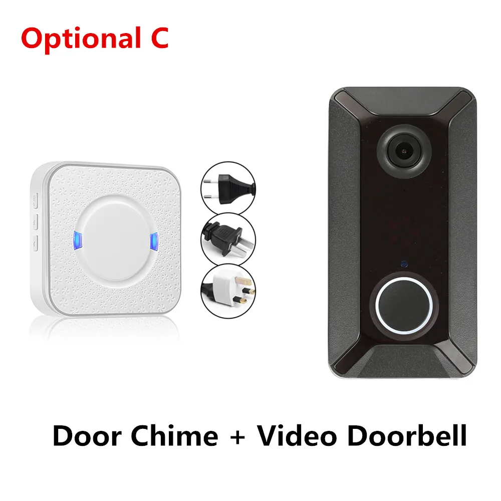 optional C OUSU V6 HD 720P видео дверной звонок беспроводной WiFi умный дверной звонок Водонепроницаемый IP дверной звонок визуальный домофон для домашней камеры безопасности - Цвет: optional C