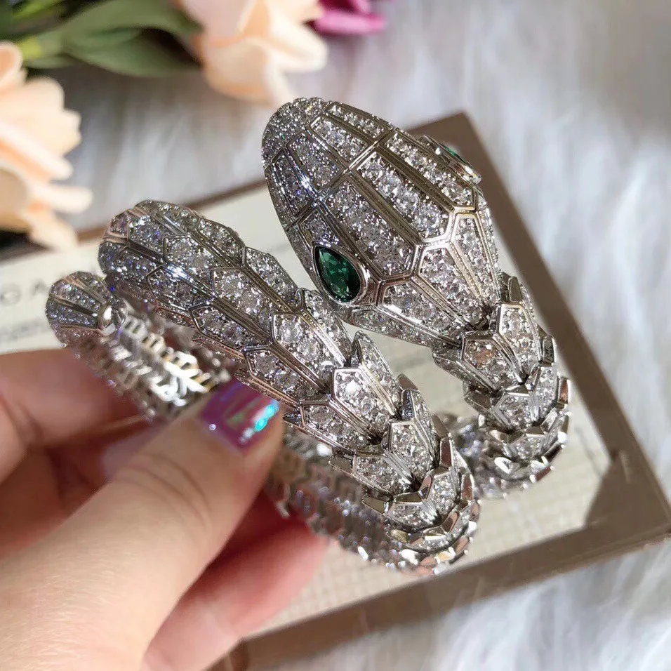 

New exquisite high quality snake elastic bangle fine jewelry zircon beauty bracelet wristband wristlet jewel cuff jewelry gifts
