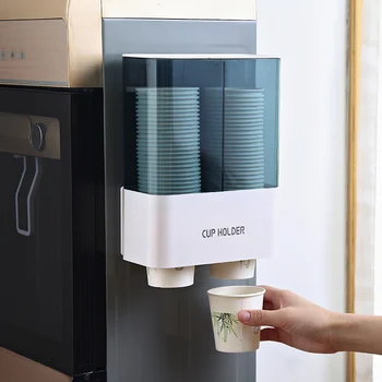 

Disposable Paper Cup Holder Dispenser Wall Mounted Rack Dustproof for Home TN88