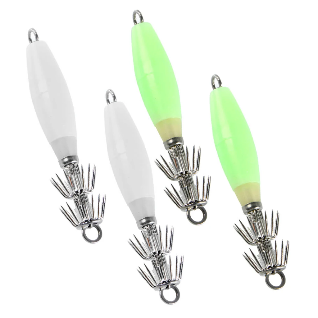 4pcs Squid Jigs Fishing Lures Hard Baits Saltwater Bass Jig Hook 2 Colors