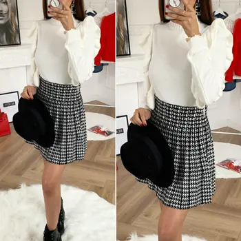 

Fashion Kawaii High Waist Plaid Pleated A-line Skirts Women Casual Harajuku Korean Mini Skirt Summer High Street Short Skirt