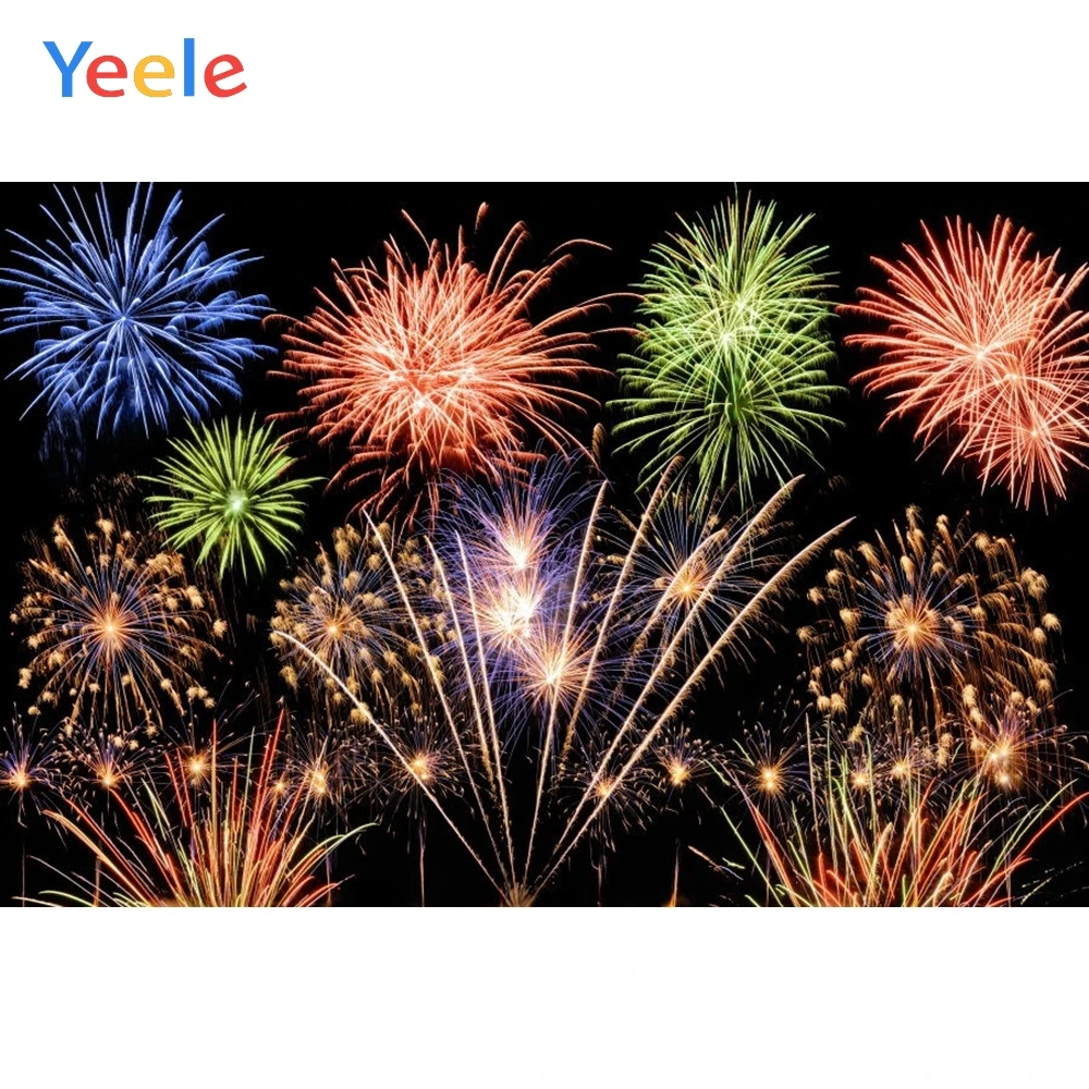 

Yeele Happy New Year Fireworks Christmas Backdrop Baby Portrait Custom Vinyl Photography Background For Photo Studio Photophone