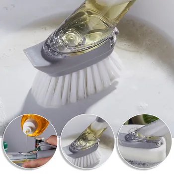 

2 in1 Long Handle Cleaning Brush with Removable Brush head Sponge Soap Dispenser Dish Washing Brush Set Kitchen Clean Tools