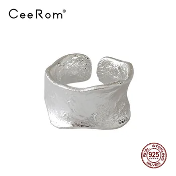 

CeeRom Irregular Uneven 925 Sterling Silver Open Female Wide Finger Rings for Women Decoration Fashion Fine Jewelry