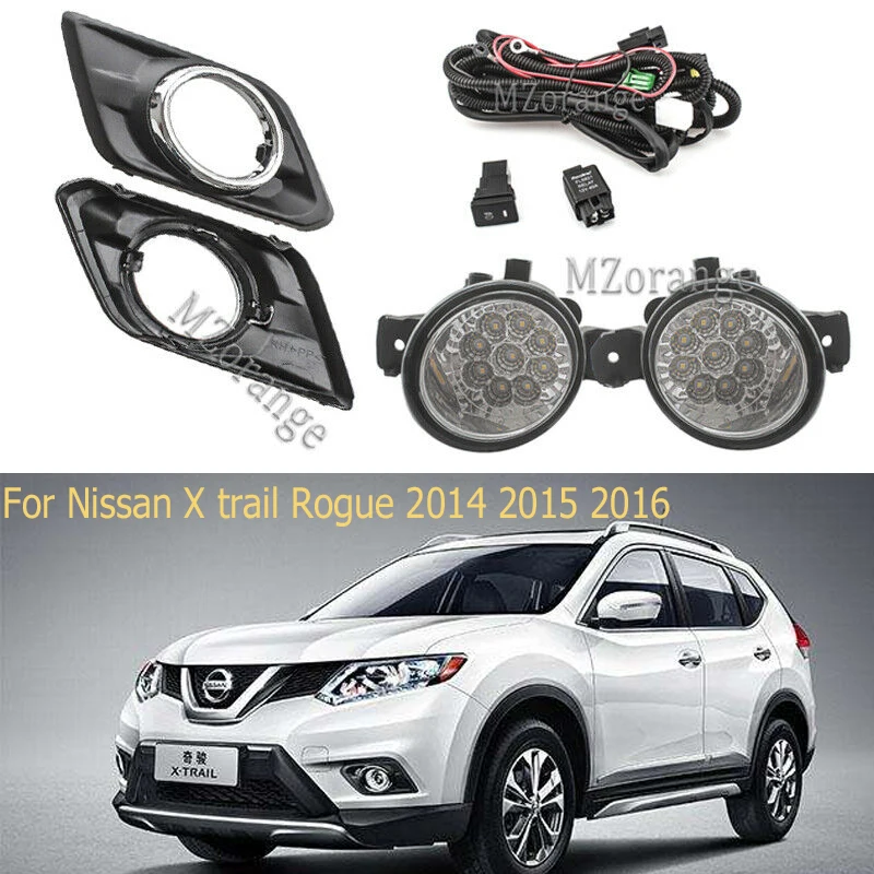 

LED Front Fog Light For Nissan X trail Rogue 2014 2015 2016 Lamp Switch Harness Cover