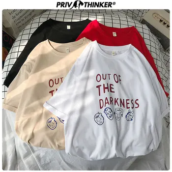 

Privathinker Korean Letter Printed Summmer T Shirts For Men 2020 Streetwear Casual O-neck Man T Shirts Women Loose Funny Tees
