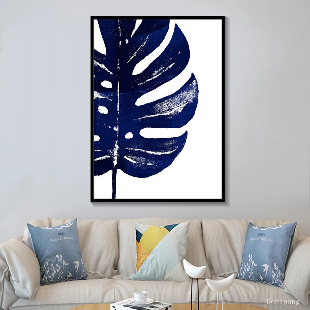 Black-and-White-Dark-Navy-Blue-Palm-Tree-Leaves-Modern-Minimalist-Art-Print-Botanical-Denim-Posters (2)
