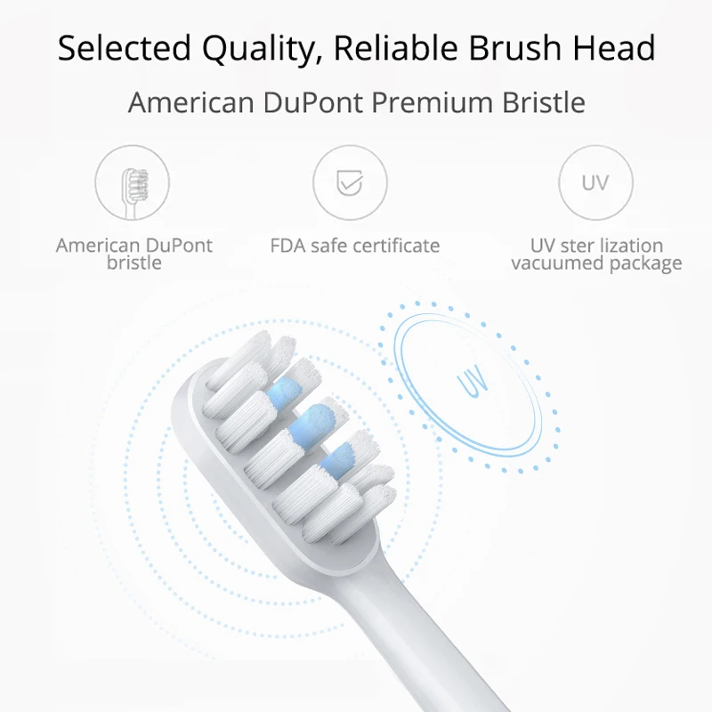 Electric Toothbrush Original Mijia Electric Toothbrush Head 3PCS for T300 / T500 Smart Sonic Toothbrush Acoustic Clean 3D Brush Head Combines