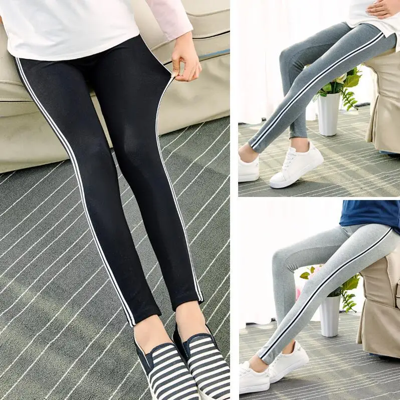 

2019 New Style Maternity Clothes High Quality Pure Cotton Leggings Elasticity Slim Fit Stripes Skinny Pants Outer Wear Maternity