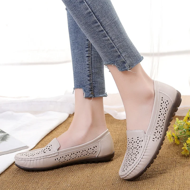 Nurse shoes women new summer breathable flat bottom hollow white soft-soled sandals shoes for women