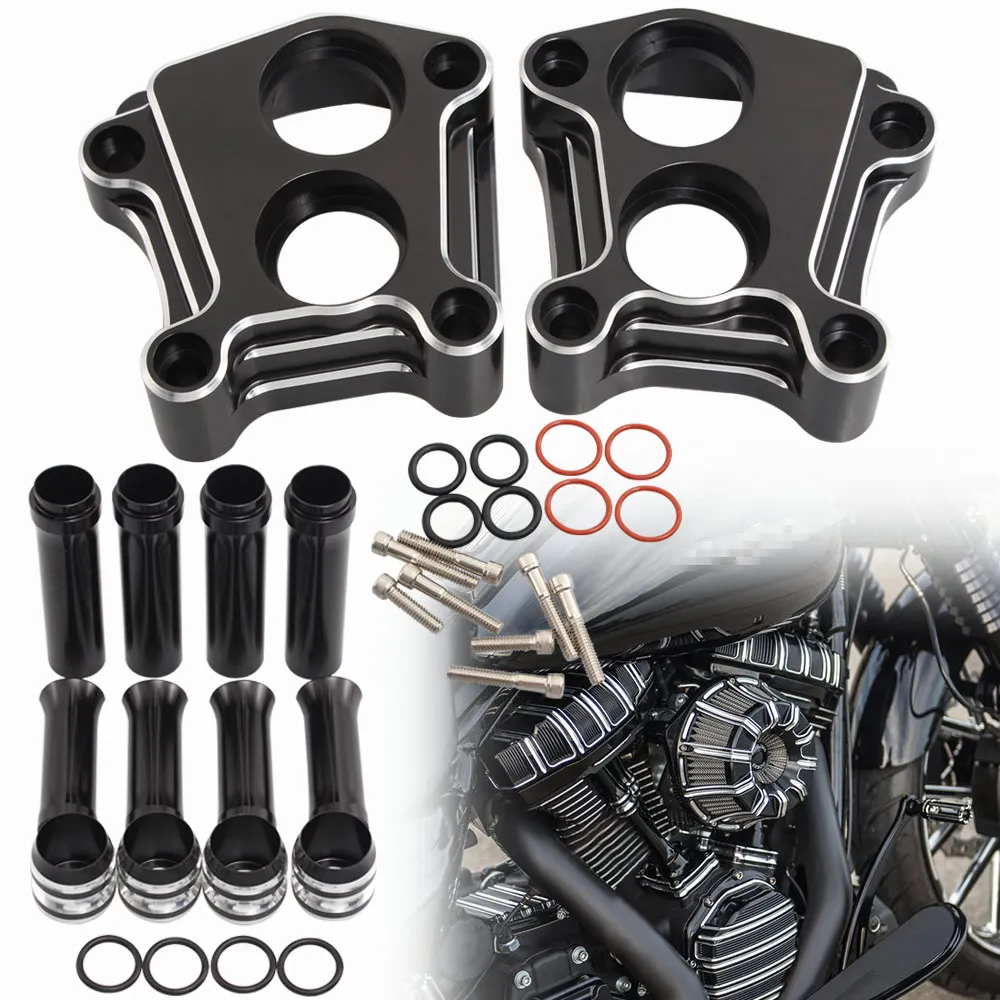 Front Rear Lifter Tappet Block Cover+Engine Pushrod Tube Kit For Harley