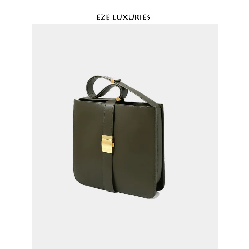 

2020 New Style Western Style Genuine Leather Tote Bag Women's Large Lock Bucket Bag Simple Messenger Bag