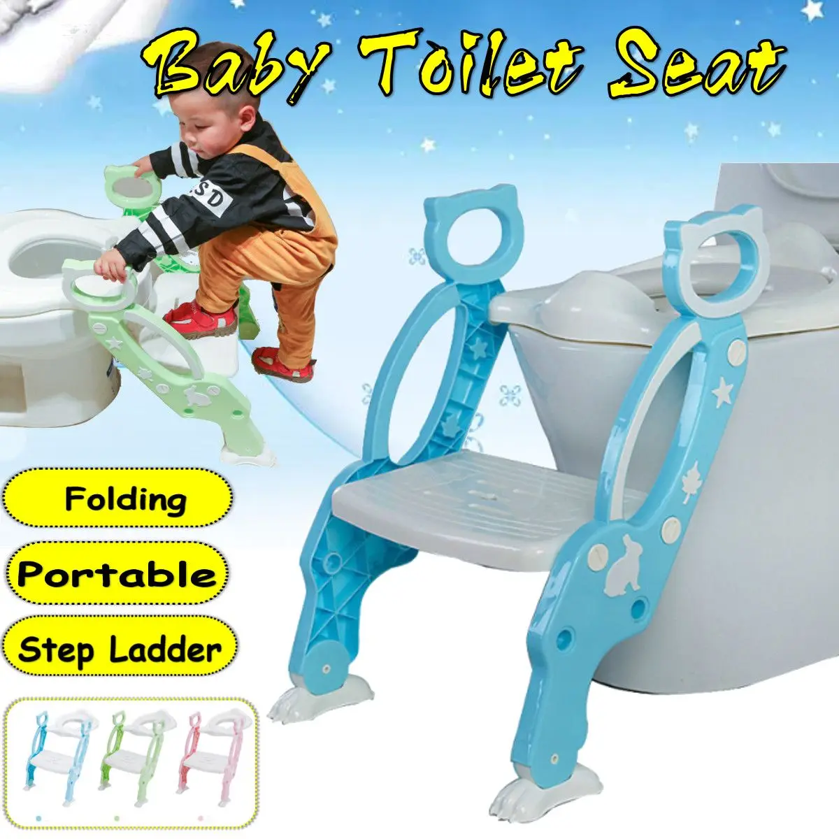 

4 Colors Baby Potty Training Seat Children's Potty Baby Toilet Seat With Adjustable Ladder Infant Toilet Training Folding Seat
