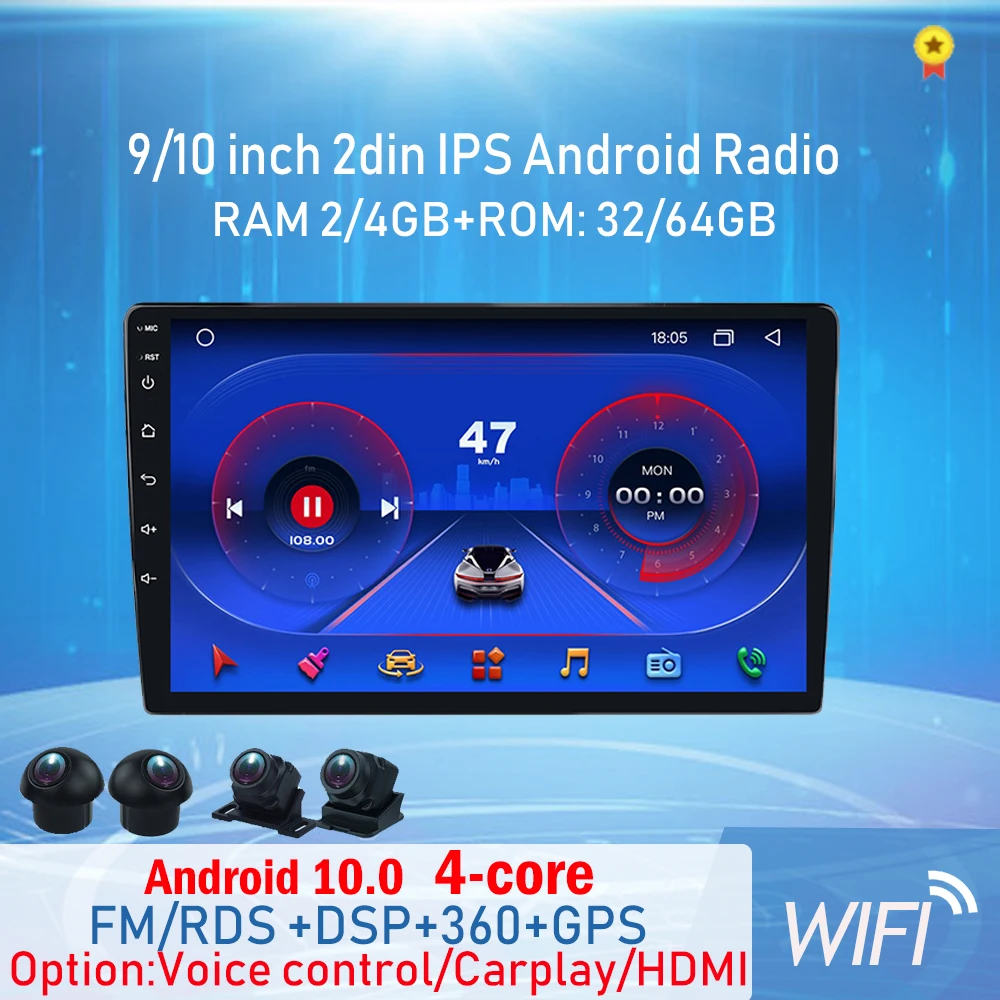 2022 جديد 2din أندرويد 10.0 DSP Carplay سيارة الوسائط المتعددة ل Autoradio العالمي مع HD 360 عرض الطيور بانوراما لتحديد المواقع BT واي فاي الساخن