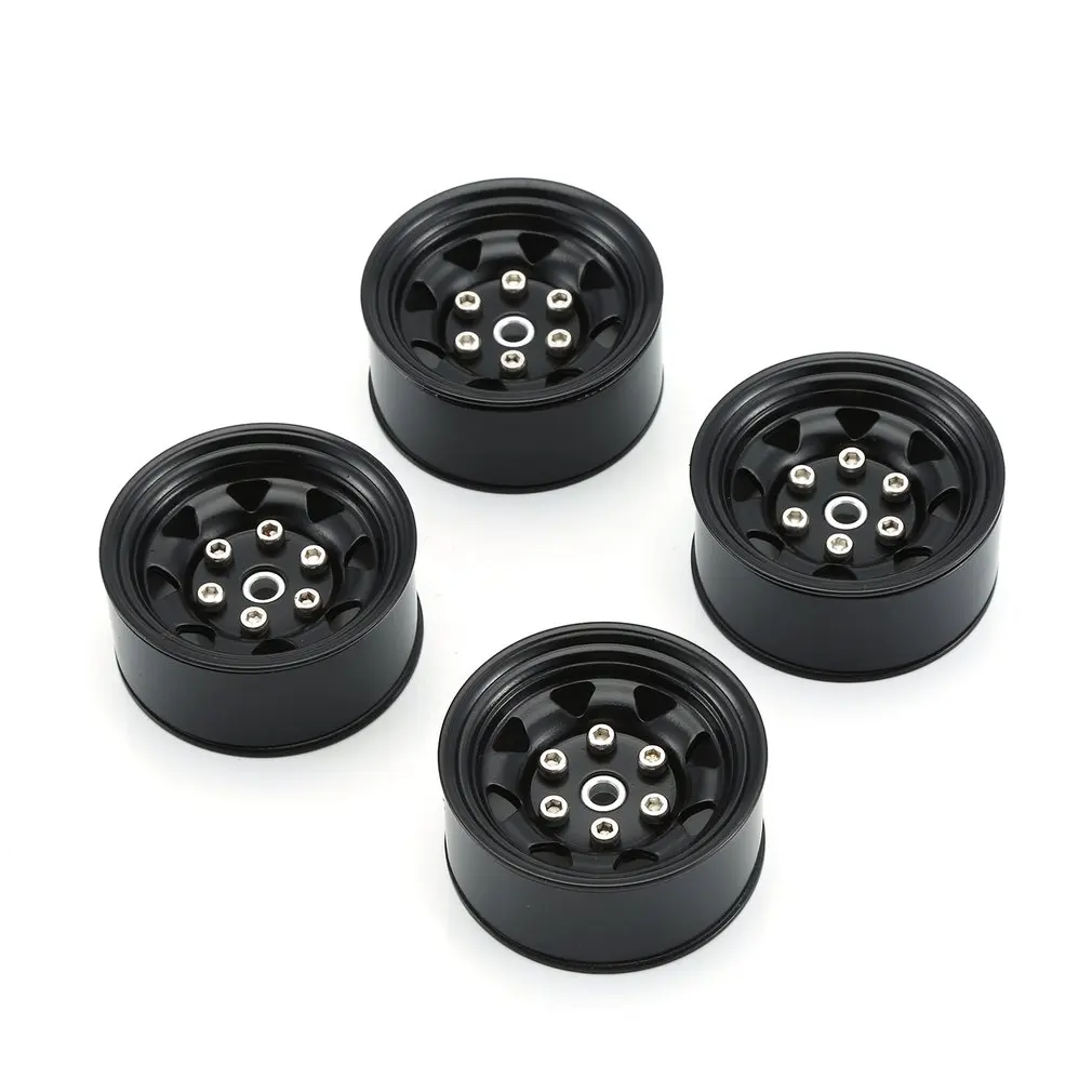 4 ступицы Metalen Velg Beadlock Wiel Hub 1,55 дюймов RC Авто алюминий Zwart Velg voor 1/10 RC Гусеничный Авто модель Speelgoed