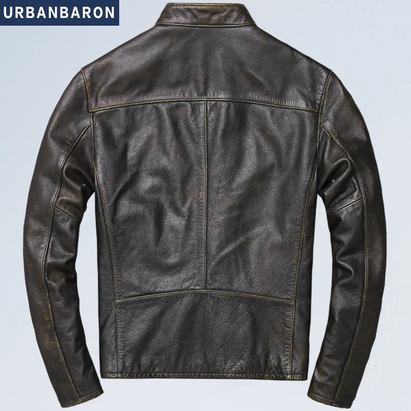 Factory New Men Vintage Red Motorcycle Real Cowhide Rider Winter Russian Coat Free Shipping