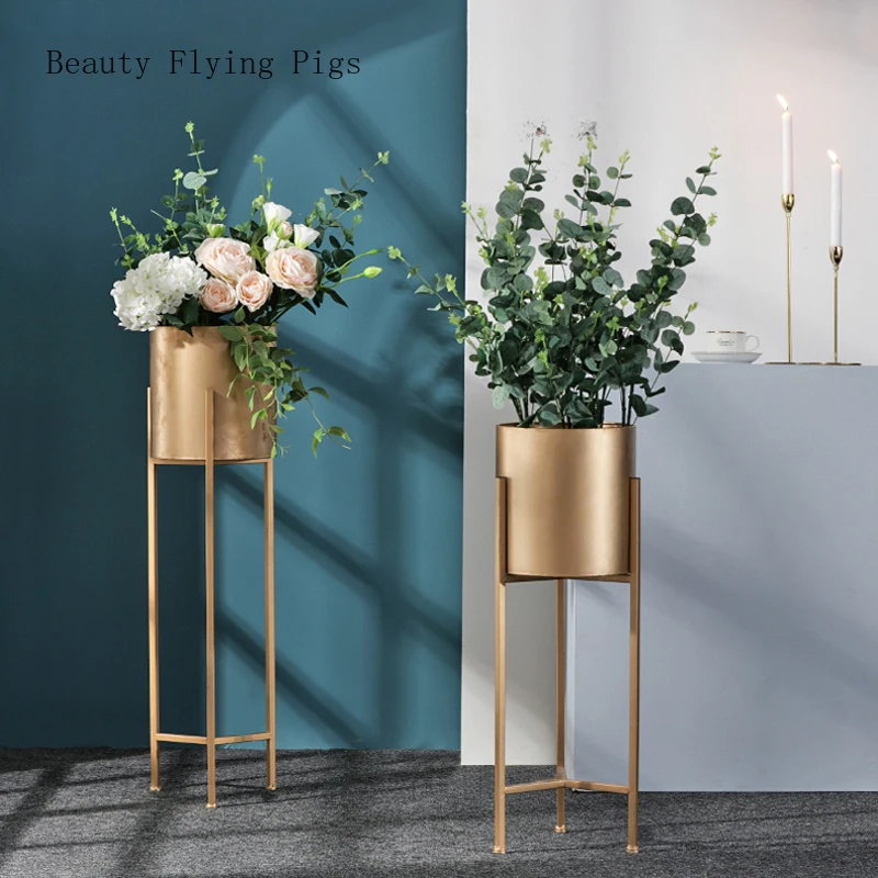 

Direct sales new gold floor flower stand creative vase living room flower arrangement fake flower simulation plant decoration