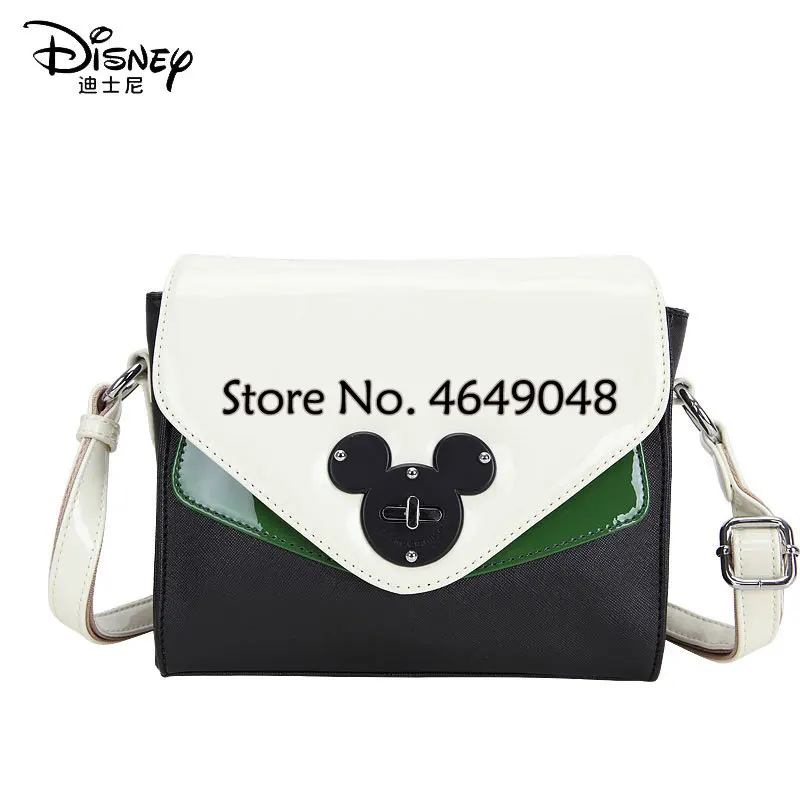 

Disney Ladies Crossbody Bag Simple Contrast Color PU Fashion Wild Shoulder Bag Lock Small Square Bag Luxury Women Crossbody Bag