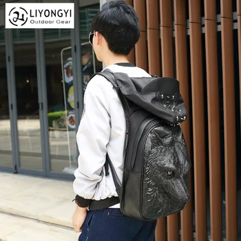 

2019 new hat bag Pu backpack 3D three-dimensional men's bag women's student computer backpack